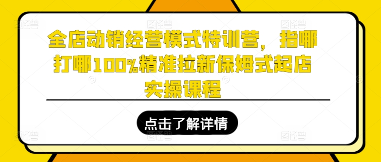 全店动销经营模式特训营，指哪打哪100%精准拉新保姆式起店实操课程-创奇社 - AI前沿·副业变现·资源教程！