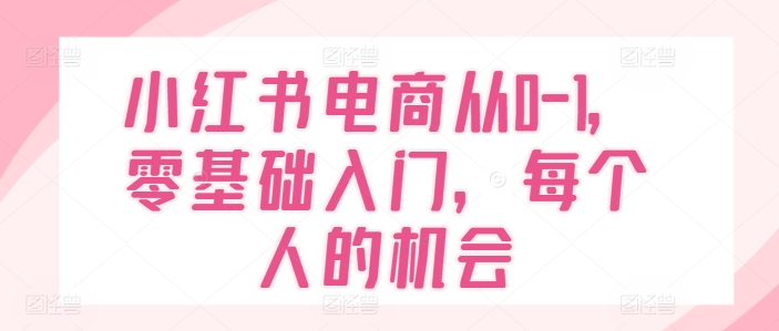 小红书电商从0-1，零基础入门，每个人的机会-创奇社 - AI前沿·副业变现·资源教程！