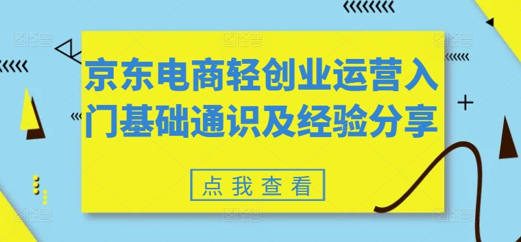 京东电商轻创业运营入门基础通识及经验分享-创奇社 - AI前沿·副业变现·资源教程！