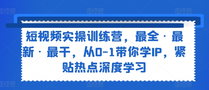 短视频实操训练营，最全·最新·最干，从0-1带你学IP，紧贴热点深度学习-创奇社 - AI前沿·副业变现·资源教程！