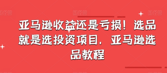 亚马逊收益还是亏损！选品就是选投资项目，亚马逊选品教程-创奇社 - AI前沿·副业变现·资源教程！