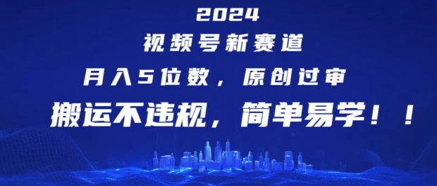 2024视频号新赛道，月入5位数+，原创过审，搬运不违规，简单易学-创奇社 - AI前沿·副业变现·资源教程！