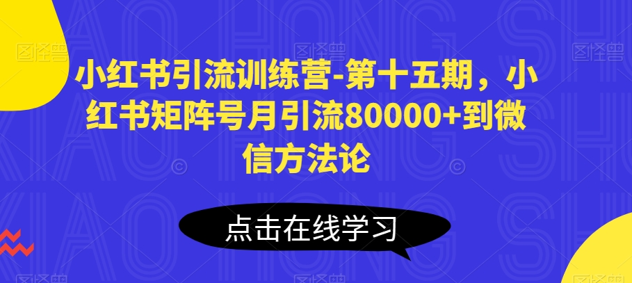小红书引流训练营-第十五期，小红书矩阵号月引流80000+到微信方法论-创奇社 - AI前沿·副业变现·资源教程！