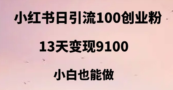 小红书日引流100+创业粉，13天变现9100，创业首选引流平台-创奇社 - AI前沿·副业变现·资源教程！