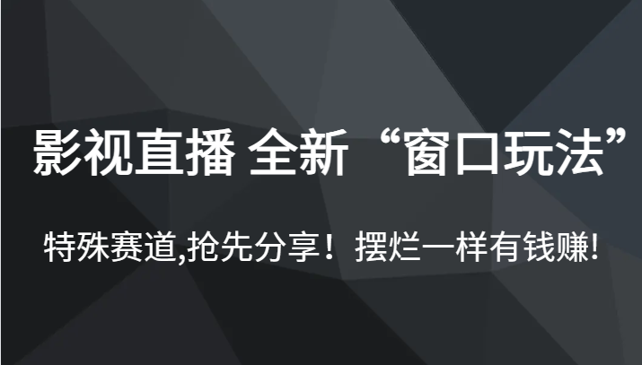 影視直播 全新“窗口玩法”，特殊賽道,搶先分享！擺爛一樣有錢賺!