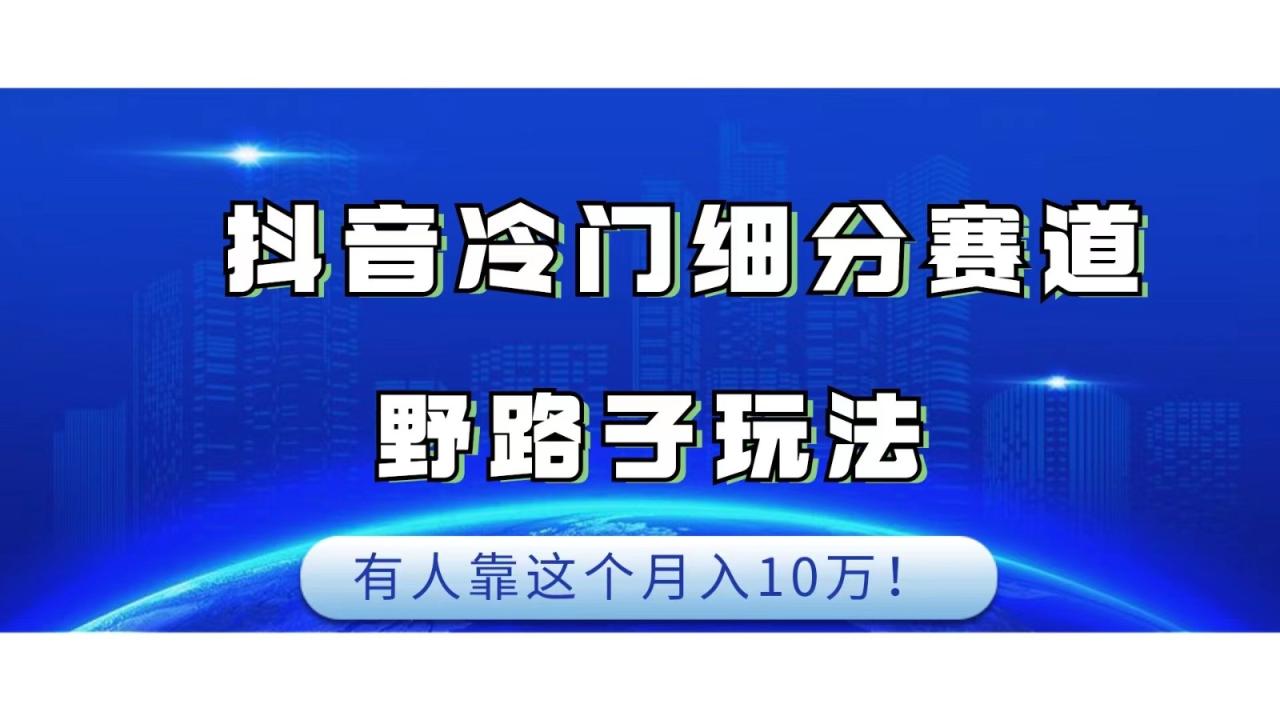 抖音冷门细分赛道野路子玩法，有人靠这个月入10万-创奇社 - AI前沿·副业变现·资源教程！