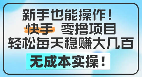 新手也能操作，快手零撸挣米，轻松每天挣2-5张，完全无成本-创奇社 - AI前沿·副业变现·资源教程！
