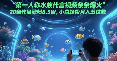 第一人称水族代言视频条条爆火，20条作品涨粉8.5W，小白轻松月入五位数-创奇社 - AI前沿·副业变现·资源教程！
