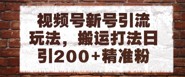 视频号新号引流玩法，搬运打法日引200+精准粉，可矩阵放大-创奇社 - AI前沿·副业变现·资源教程！