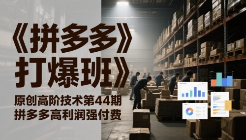 《拼多多打爆班》原创高阶技术第44期，拼多多高利润强付费-创奇社 - AI前沿·副业变现·资源教程！