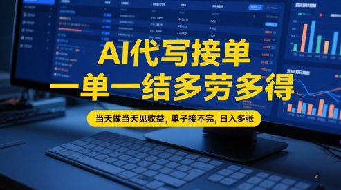 AI代写接单，一单一结多劳多得，当天做当天见收益，单子接不完，日入多张【全网最全实操课程】-创奇社 - AI前沿·副业变现·资源教程！