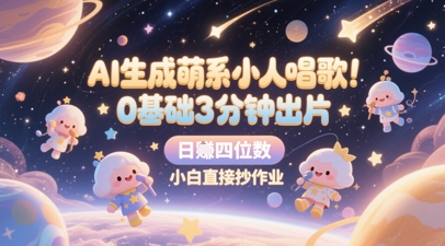 AI生成萌系小人唱歌，0基础3分钟出片，28个作品涨粉8.9W，单条最高19W赞，日入四位数，小白直接抄作业-创奇社 - AI前沿·副业变现·资源教程！
