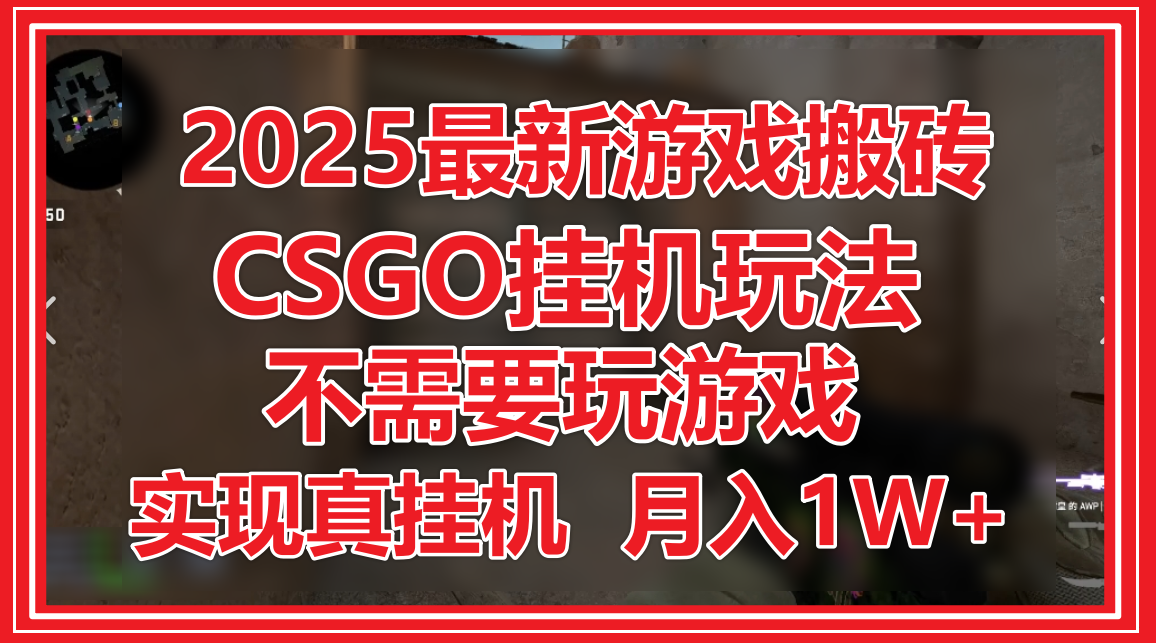 2025最新游戏搬砖，CSGO挂机，不需要玩游戏，实现真挂机，月入1W+-创奇社 - AI前沿·副业变现·资源教程！