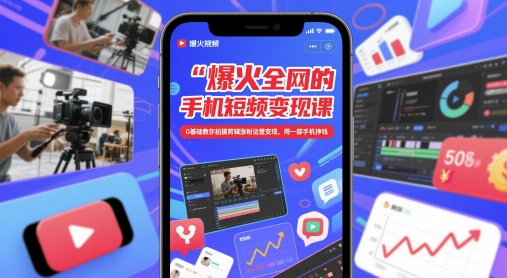 爆火全网的手机短视频变现课，0基础教你拍摄剪辑涨粉运营变现，用一部手机挣钱-创奇社 - AI前沿·副业变现·资源教程！