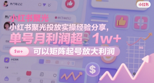 小红书聚光投放实操经验分享，单号月利润超1w+，可以矩阵起号放大利润-创奇社 - AI前沿·副业变现·资源教程！