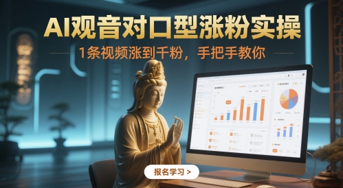 AI观音对口型涨粉实操，1条视频涨到千粉，手把手教你-创奇社 - AI前沿·副业变现·资源教程！