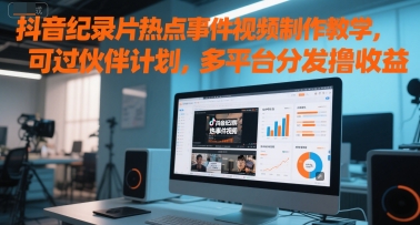 抖音纪录片热点事件视频制作教学，可过伙伴计划，多平台分发撸收益-创奇社 - AI前沿·副业变现·资源教程！