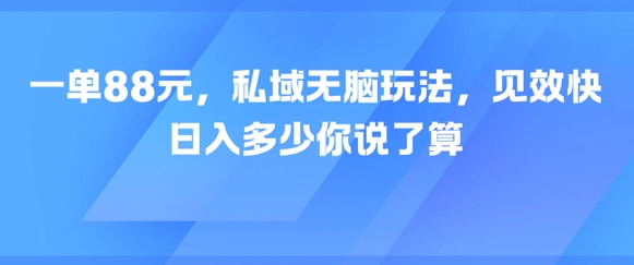 一单88元，私域无脑玩法，见效快，日入多少你说了算-创奇社 - AI前沿·副业变现·资源教程！