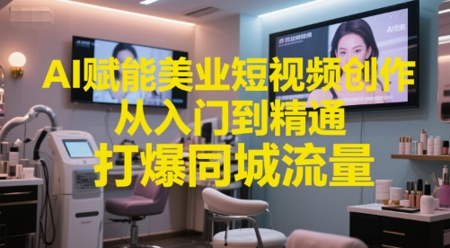 AI赋能美业短视频创作，从入门到精通，打爆同城流量，超级AI工具短视频实操落地-创奇社 - AI前沿·副业变现·资源教程！