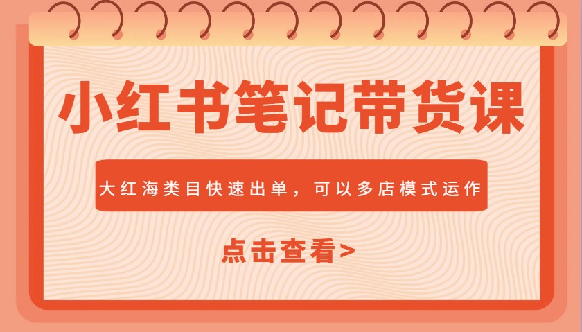 小红书笔记带货课，大红海类目快速出单，市场大，可以多店模式运作-创奇社 - AI前沿·副业变现·资源教程！