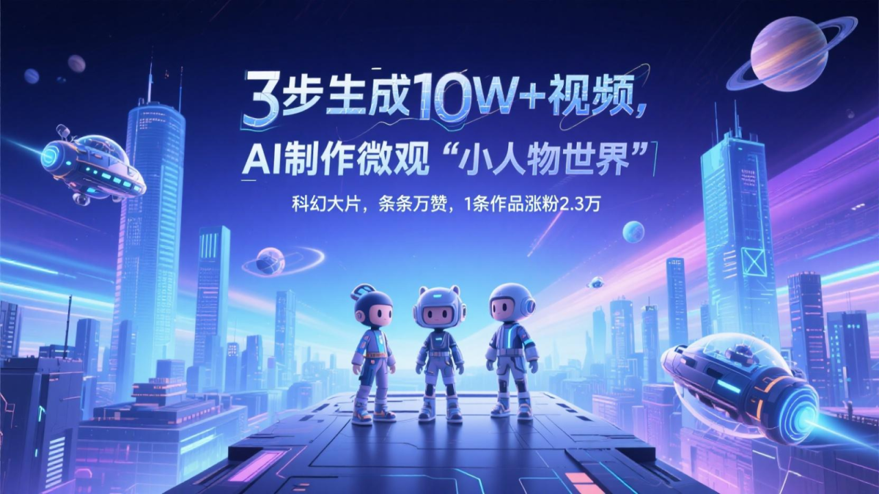 三步生成10W+视频，AI制作微观“小人物世界”科幻大片，条条万赞，1条作品涨粉2.3万-创奇社 - AI前沿·副业变现·资源教程！
