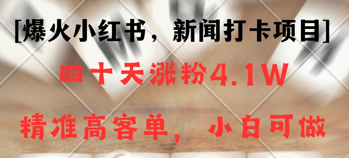 新闻打卡项目，小红书40天涨粉4.1w，高客单精准粉，变现能力超强-创奇社 - AI前沿·副业变现·资源教程！