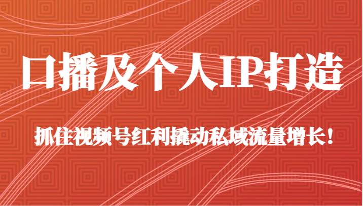 口播及个人IP打造，抓住视频号红利撬动私域流量增长！（45节课）-创奇社 - AI前沿·副业变现·资源教程！