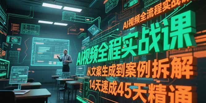 （15172期）AI視頻全流程實戰課，從文案生成到案例拆解，14天速成45天精通