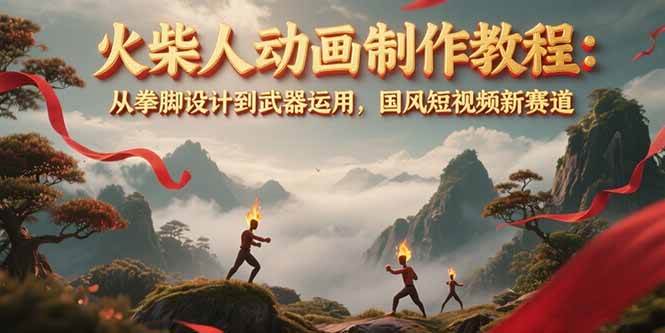 火柴人动画制作教程：从拳脚设计到武器运用，国风短视频新赛道-创奇社 - AI前沿·副业变现·资源教程！