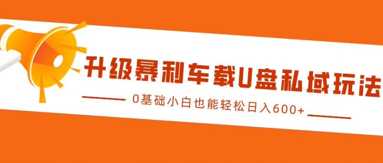 升级暴利车载U盘私域玩法，0基础小白也能轻松日入多张-创奇社 - AI前沿·副业变现·资源教程！