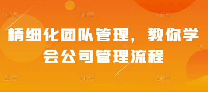 精细化团队管理，教你学会公司管理流程-创奇社 - AI前沿·副业变现·资源教程！