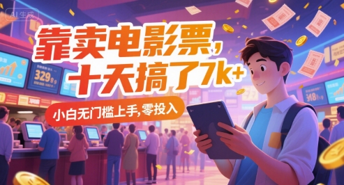 靠卖电影票，十天搞了7k+，小白无门槛上手，零投入-创奇社 - AI前沿·副业变现·资源教程！