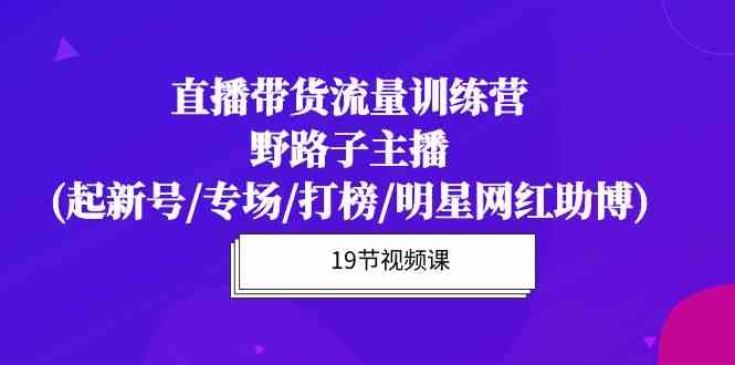 直播带货流量特训营，野路子主播(起新号/专场/打榜/明星网红助博)-创奇社 - AI前沿·副业变现·资源教程！