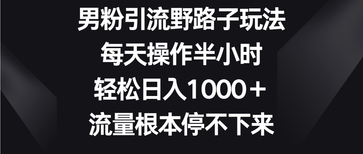 男粉引流野路子玩法，每天操作半小时轻松日入1000＋，流量根本停不下来-创奇社 - AI前沿·副业变现·资源教程！