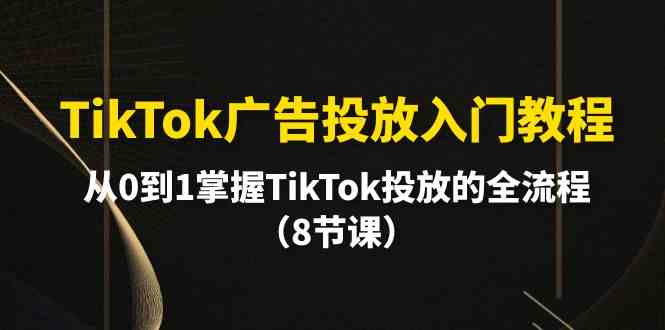 TikTok广告投放入门教程，从0到1掌握TikTok投放的全流程（8节课）-创奇社 - AI前沿·副业变现·资源教程！