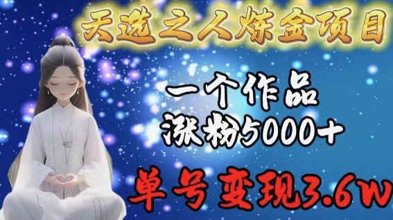 天选之人炼金项目，一个作品涨粉5000+，单号变现3.6w-创奇社 - AI前沿·副业变现·资源教程！
