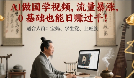 AI做国学视频，流量暴涨 ，0 基础也能日入多张-创奇社 - AI前沿·副业变现·资源教程！