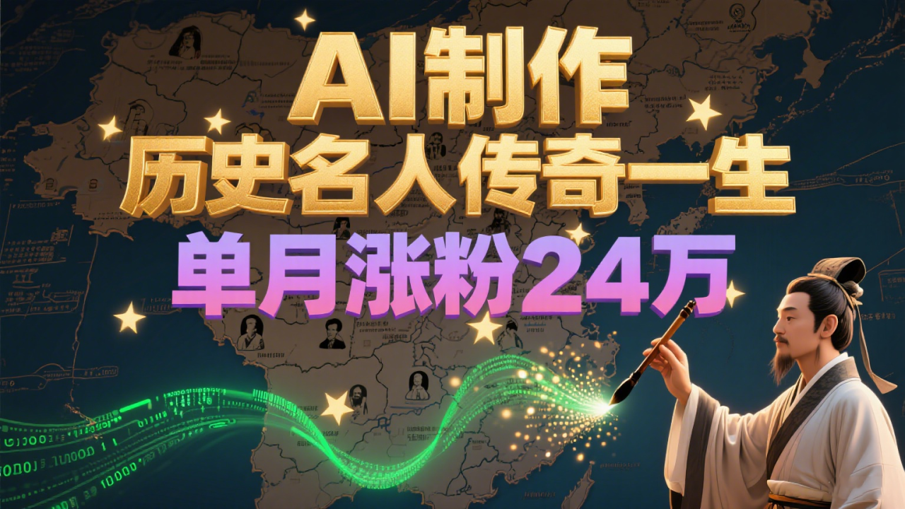 暴力起号！用AI制作历史名人传奇一生，单月涨粉24万，涨粉+变现赛道黑马来了-创奇社 - AI前沿·副业变现·资源教程！