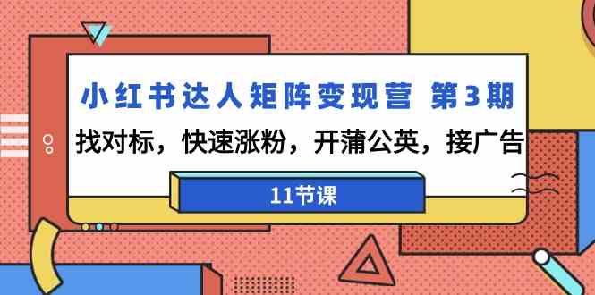 小红书达人矩阵变现营第3期，找对标，快速涨粉，开蒲公英，接广告（11节课）-创奇社 - AI前沿·副业变现·资源教程！