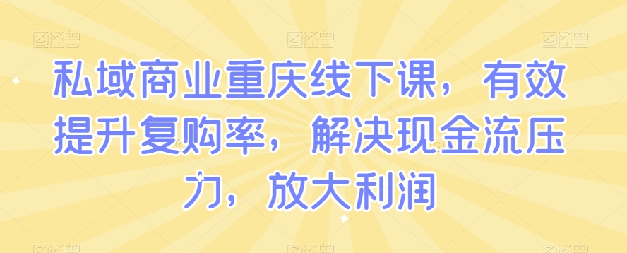 私域商业重庆线下课，有效提升复购率，解决现金流压力，放大利润-创奇社 - AI前沿·副业变现·资源教程！
