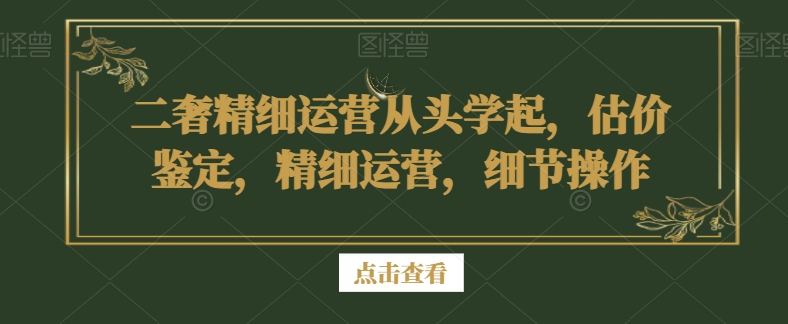 二奢精细运营从头学起，估价鉴定，精细运营，细节操作-创奇社 - AI前沿·副业变现·资源教程！