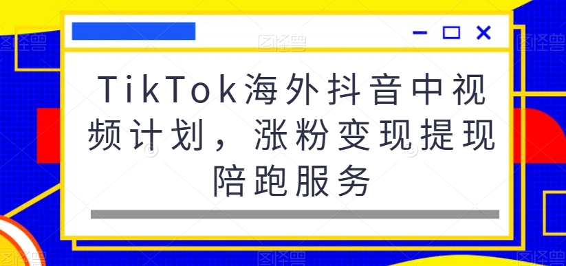 TikTok海外抖音中視頻計劃，漲粉變現提現陪跑服務
