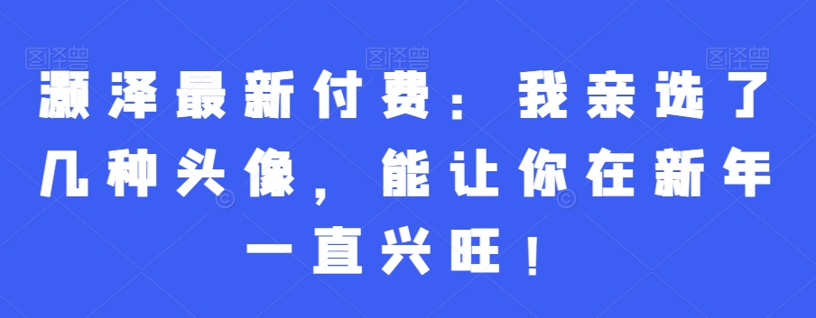 灏泽最新付费：我亲选了几种头像，能让你在新年一直兴旺！-创奇社 - AI前沿·副业变现·资源教程！