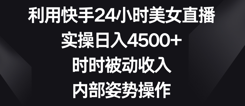 利用快手24小时美女直播，实操日入4500+，时时被动收入，内部姿势操作-创奇社 - AI前沿·副业变现·资源教程！