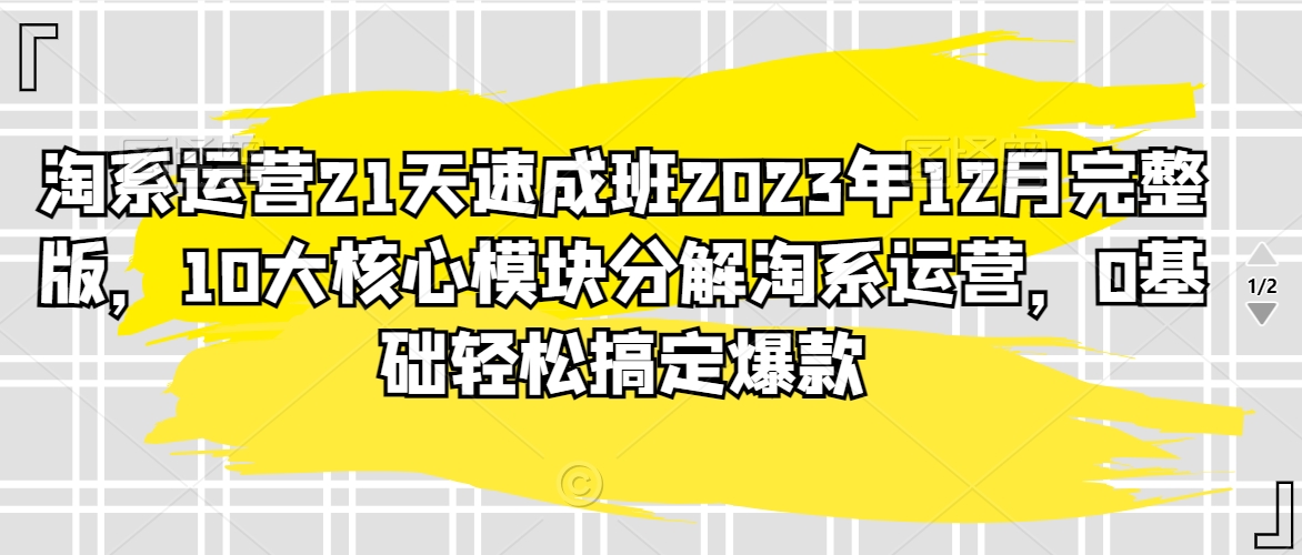 淘系运营21天速成班2023年12月完整版，10大核心模块分解淘系运营，0基础轻松搞定爆款-创奇社 - AI前沿·副业变现·资源教程！