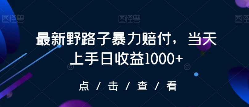 最新野路子暴力赔付，当天上手日收益1000+【仅揭秘】-创奇社 - AI前沿·副业变现·资源教程！