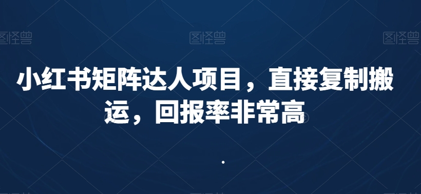 小红书矩阵达人项目，直接复制搬运，回报率非常高-创奇社 - AI前沿·副业变现·资源教程！