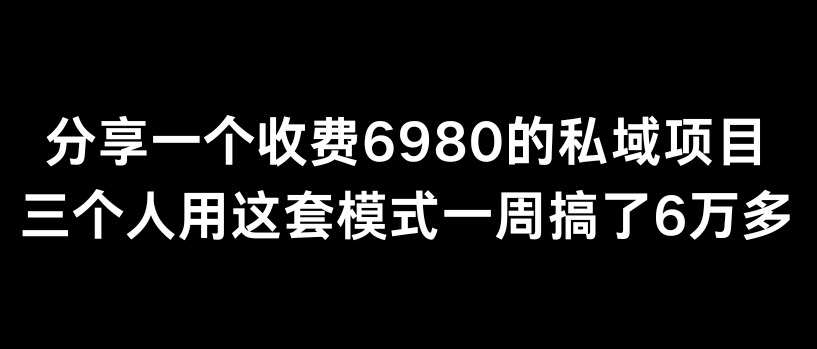 分享一个外面卖6980的私域项目三个人用这套模式一周搞了6万多-创奇社 - AI前沿·副业变现·资源教程！