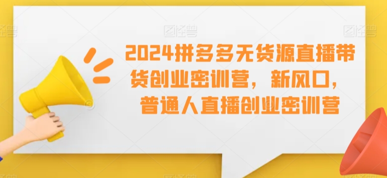 2024拼多多无货源直播带货创业密训营，新风口，普通人直播创业密训营-创奇社 - AI前沿·副业变现·资源教程！