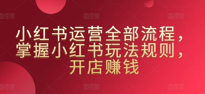 小红书运营全部流程，掌握小红书玩法规则，开店赚钱-创奇社 - AI前沿·副业变现·资源教程！